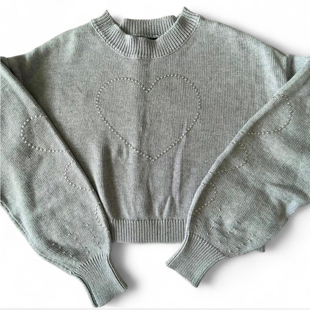 Youth Gray Heart Sweater